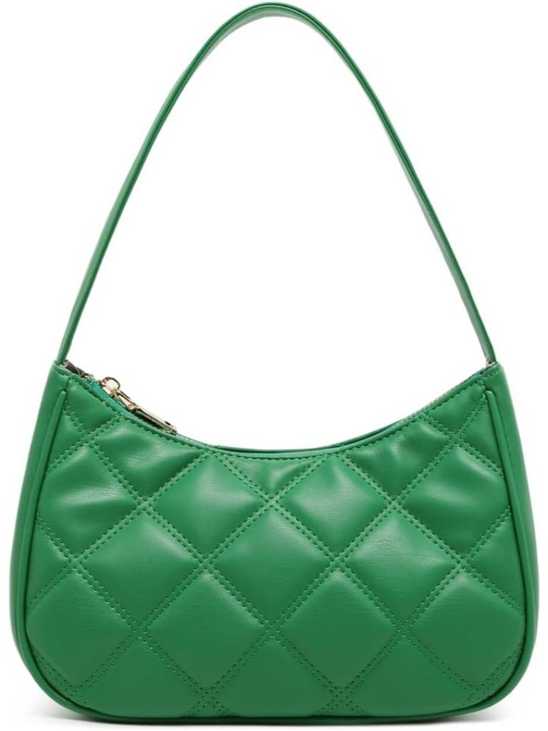 Women's Green B Hobo Shoulder Bag Mini Tote Handbag Zipper Clutch Purse